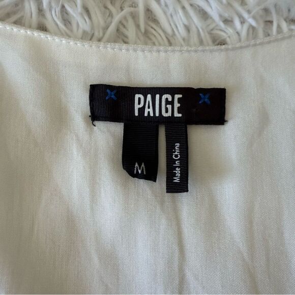 PAIGE Odelise Boho Peasant Style White Long Sleeve Ruffle Trim Dress Size M - Picture 6 of 9